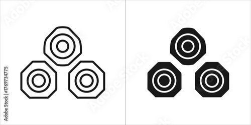 Three bolt icons, one outline and one filled