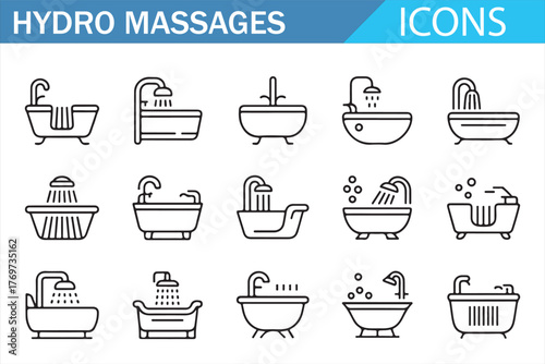 Jacuzzi and Whirlpool Bath Vector Collection for Spa Design