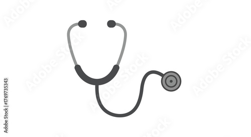 Illustration of a stethoscope, a medical instrument used for listening to internal sounds of the body.