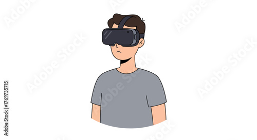 Person wearing a VR headset, experiencing virtual reality.