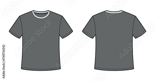 Gray Vector T-Shirt Template Front and Back View Design
