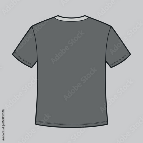 Back View Gray T-shirt: Basic Apparel Mockup