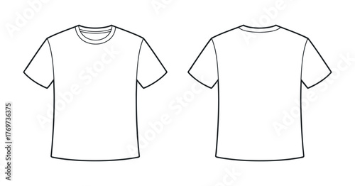 T-Shirt Template Vector: Front & Back Outline