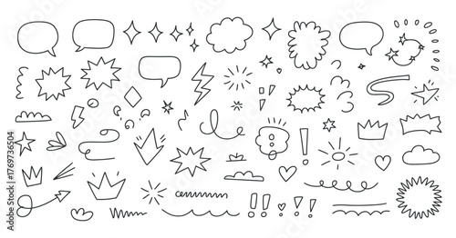 Doodle Elements Collection: Hand Drawn Style, Vector Illustration