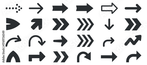 Arrow Vector Set Collection Direction Indication Sign Symbol Navigation Pointer Guide Design Element Isolated High Quality Clean Professional Art