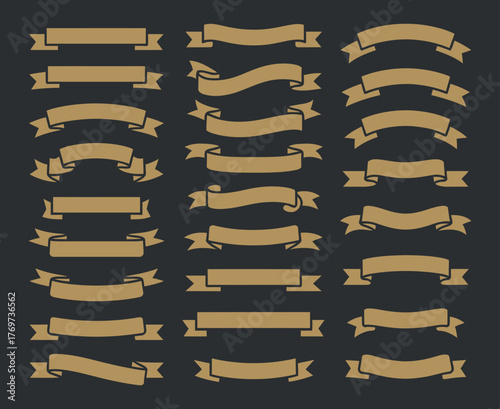 Set of Elegant Brown Ribbons Banners Badges or Labels for Design