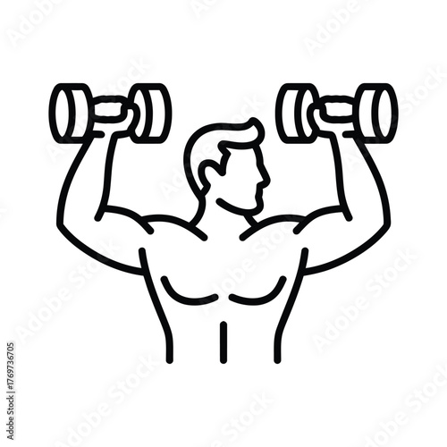Man lifting dumbbells workout exercise fitness strength training
