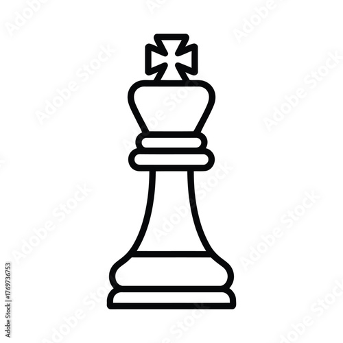 King chess piece line art icon symbol game on white background