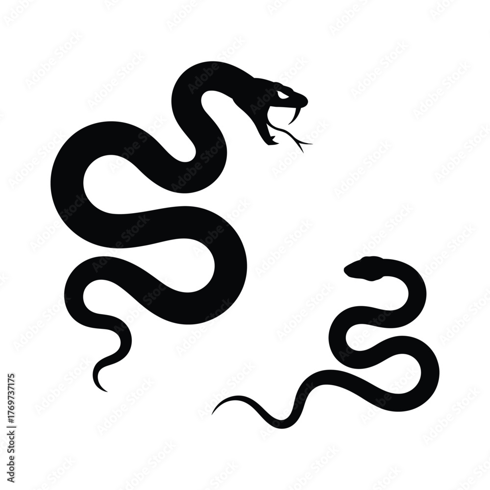 Obraz premium Snake silhouette on white background