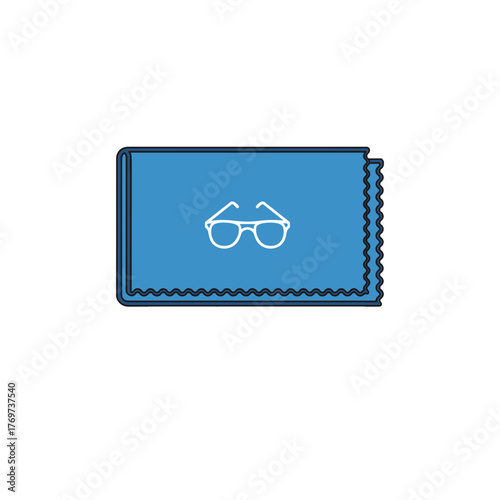 Glasses wiping cloth icon in blue with white glasses illustration on transparent background