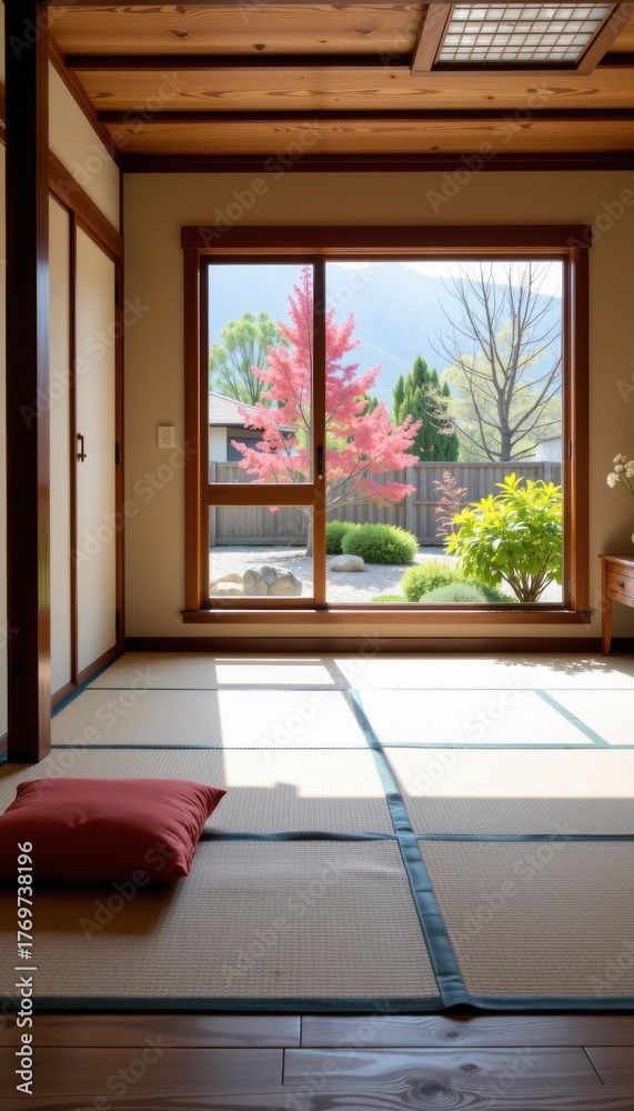 Obraz premium Serene Japanese Tea House Interior