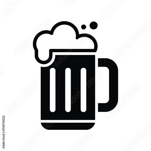 Beer mug with foam icon beverage drink refreshment symbol graphic