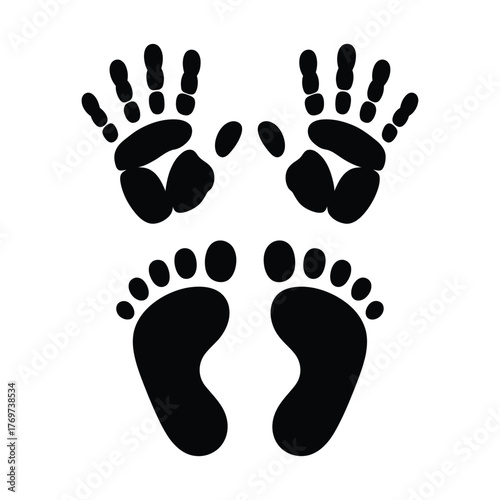 Handprint footprint baby symbol isolated on baby