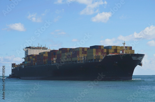 container ship approaching the Port of Miami
