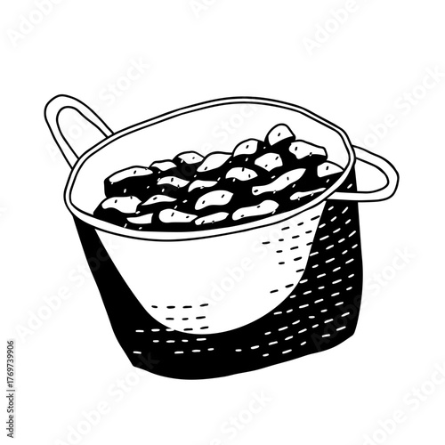 basket full of potatoes on white background