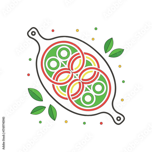 Caprese Salad Illustration on Cutting Board Graphic Flat Vector Design