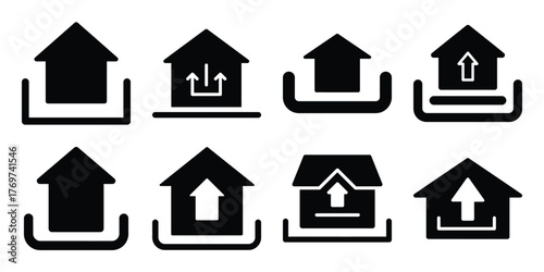 upload minimal silhouette icon set