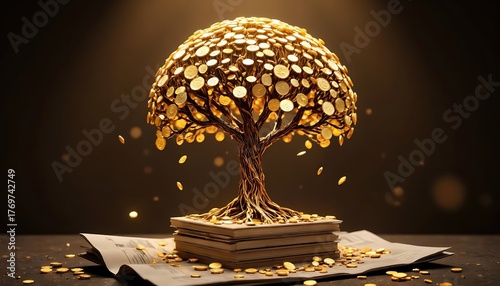 The gold coin money tree is a symbol of wealth, investment, and capital growth