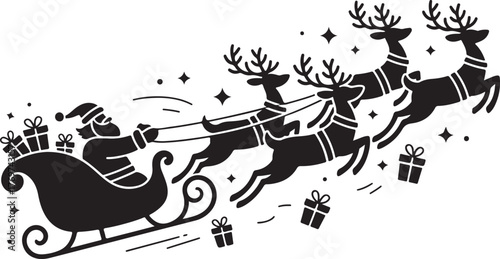 Christmas reindeer and sleigh vector illustration representing the holiday spirit and celebration