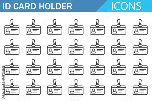 Minimal Vector Icon Set of Lanyard ID Badges for Branding