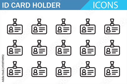 Office Access Card and Staff Name Tag Illustration Set
