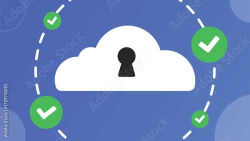 Cloud security compliance banner with checks