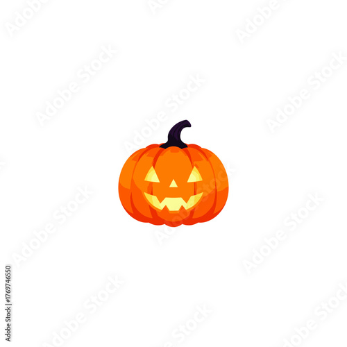 Halloween Pumpkin Jack O Lantern Illustration Vector Art Design Isolated on White Holiday Season Carved Face Orange Decorative Fall.