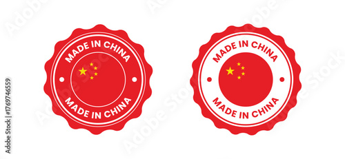 Set of Made in China label icons. Made in China logo symbol. Chinese made badge. China flag. suitable for products of china. vector illustration.