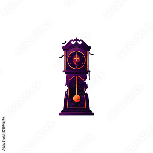 Halloween broken haunted clock icon flat vector design.