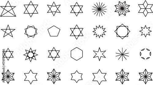 Intricate Line Art Collection of Abstract and Celestial Icons