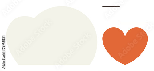 Orange heart alongside a soft cloud with motion lines suggests ideas of love, relationships, dreams, and emotions. Ideal for connection, positivity, harmony, romance, communication care simple flat
