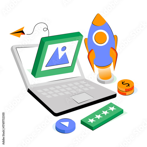 Unique design illustration of content launch 