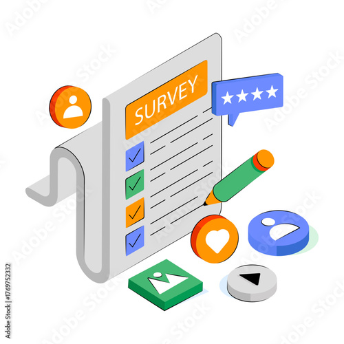 Survey list illustration, editable vector