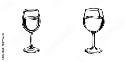 Modern minimalistic artwork illustrating a glass of wine filled to the brim with liquid