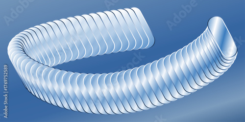 Abstract translucent glass coil formed from many thin ribbons creating a unique fluid spiral shape with gentle blue tones vector background wallpaper design 