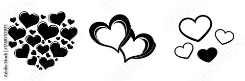 pink hearts flat modern illustration logo icon clipart’ can be rephrased as a modern flat illustration of pink hearts used as a logo icon or clipart