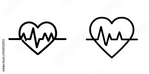 Modern heart beat graph with a red line icon isolated on a white background