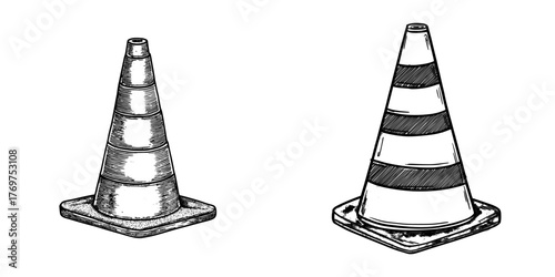 Orange construction cones made of durable PVC, featuring reflective collars, are used for traffic safety, caution, and warning, to mark safe boundaries and borders for home and road parking