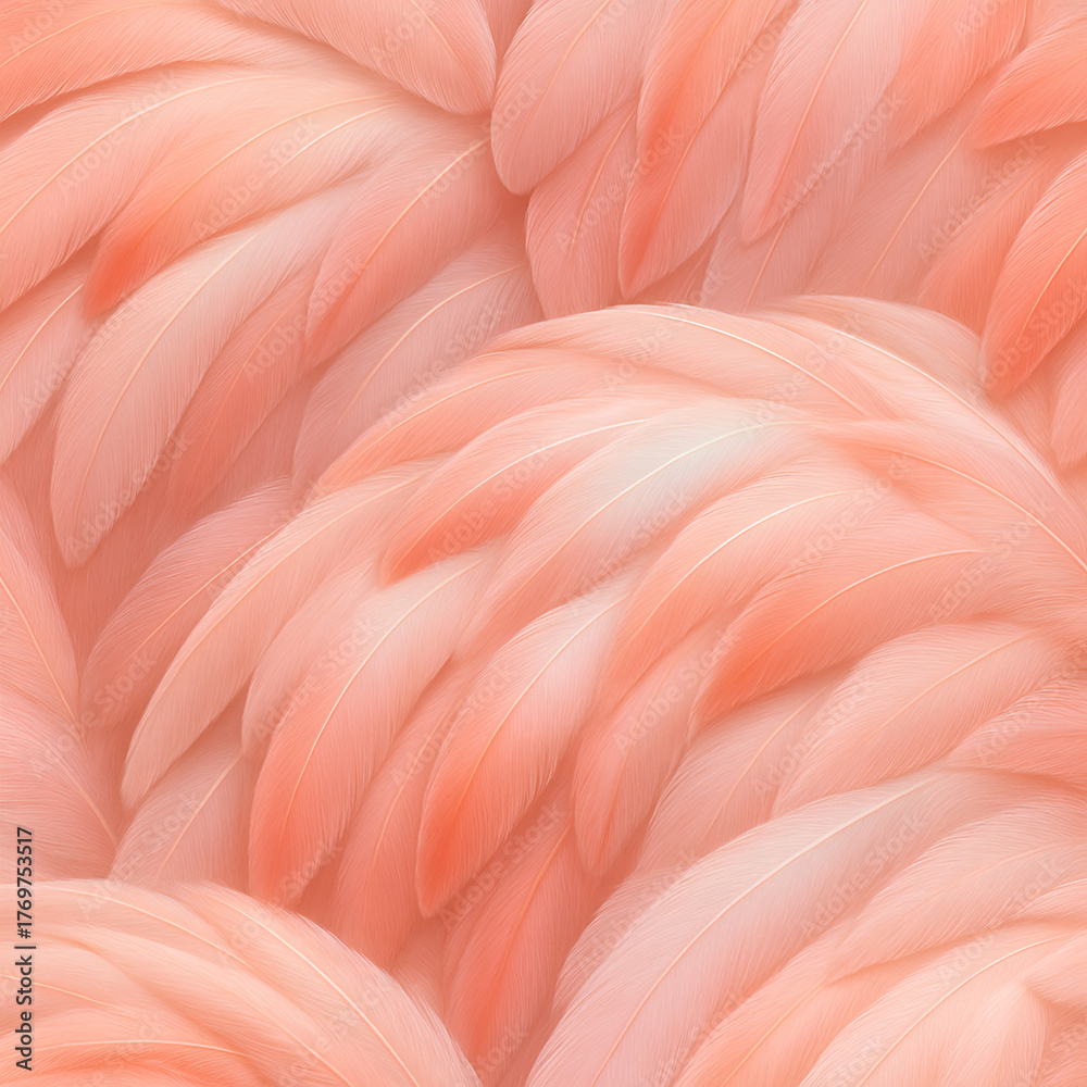 Fototapeta premium Soft peach feather texture background with delicate layered pattern creating a smooth and elegant design.