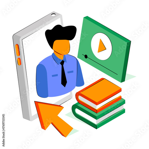 A unique design illustration of online recorded lecture 