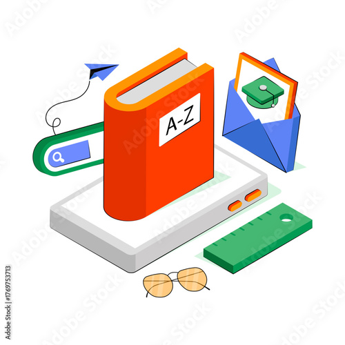Trendy design illustration of online dictionary 