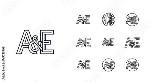 A&E Television Networks Logo Collection: A comprehensive set of A&E logos, including the primary A&E emblem, variations within circles, and stylized representations, perfect for media, broadcasting