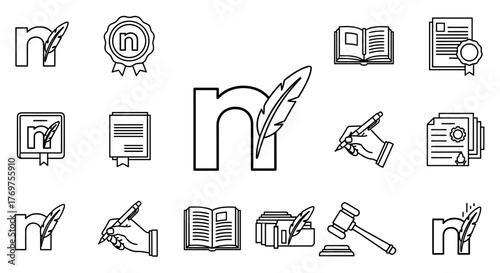 A collection of abstract geometric shapes and lines, rendered in a minimalist, futuristic style with a dark, sophisticated color palette. The composition features sharp angles, intersecting planes