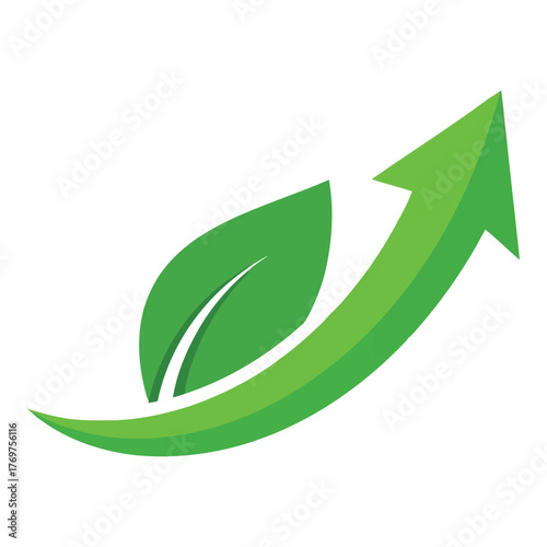 Leaf arrow growth upward green eco business finance growth vector