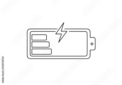 Battery Charging Icon Illustration of Power Level and Lightning Bolt