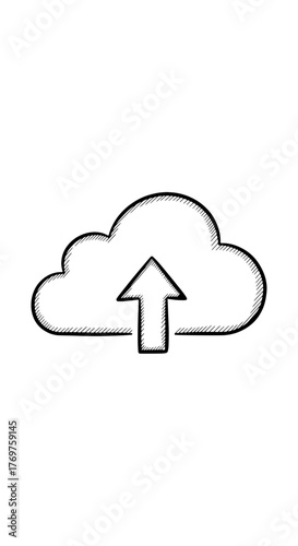 Cloud upload icon representing data transfer to online storage system