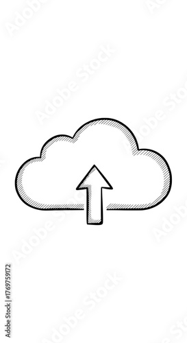 Cloud Storage Upload Icon Representing Data Transfer to Remote Server System