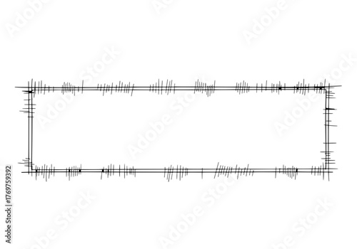 Abstract Rectangular Border with Jagged Lines and a Blank White Space