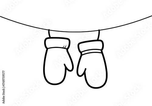 Hanging Winter Mittens Illustration - A Cozy and Warm Accessory