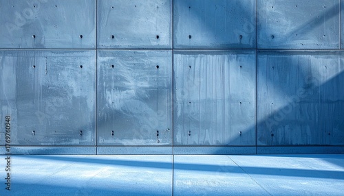 Seamless blue concrete texture showing a smooth cement surface in a cool blue-gray tone, ideal for modern backgrounds, architectural renderings, wall patterns, or minimalist design projects requiring 